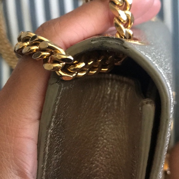 YSL Gold+Silver Leather Monogramme Satchel - Picture 5 of 9